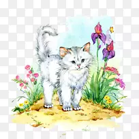 猫纸小猫吞下材料-站着的花猫
