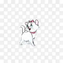 胡须狗猫纺织品插图-白猫