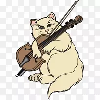 猫小提琴动画蝴蝶结黄猫