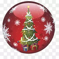 圣诞装饰雪花插图-圣诞红水晶球