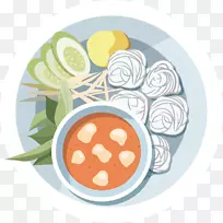 泰国菜洋葱图-蒸米饭和蔬菜卷