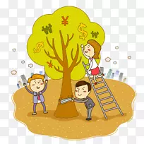 树木卡通插图-绿树