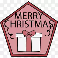 圣诞装饰礼物圣诞装饰品-五角大楼粉红色礼品盒标签