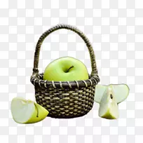 一篮子苹果，果子，史密斯奶奶-一篮子绿色的苹果。