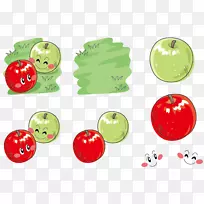 苹果卡通-绿色苹果和红色苹果卡通载体材料