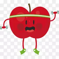 苹果红夹艺术-卡通红色运动苹果