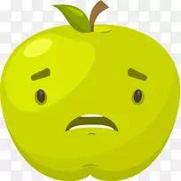 苹果面部表情剪贴画-一种令人恐惧的绿苹果表情