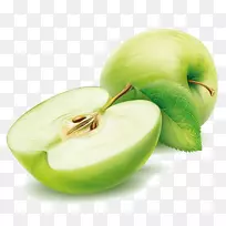 水彩画苹果画插图.绿色苹果