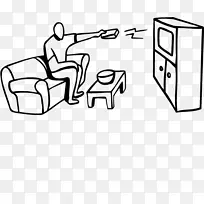 卡通电视-坐在沙发上看电视