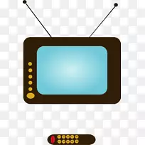 电视机遥控剪辑艺术-棕色卡通电视