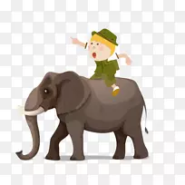 非洲灌木丛大象长颈鹿剪贴画骑大象的孩子