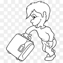 行李回收行李传送带机场剪贴画-孩子拿包