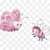 蝴蝶蜂卡通插图-蝴蝶