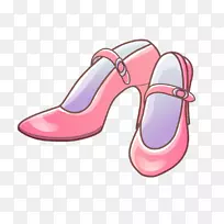 高跟鞋粉红藤子鞋手绘粉红高跟鞋