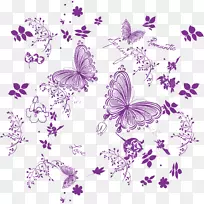 蝴蝶若虫科紫色图案-紫色手绘蝴蝶图案