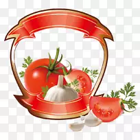 番茄汁樱桃番茄酱标签-蔬菜图标元素