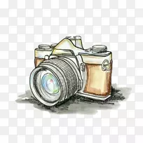 绘画相机摄影.彩色淡橙色照相机