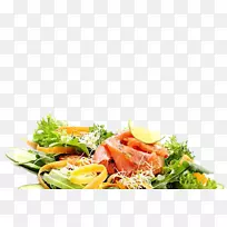 熏鲑鱼绿番木瓜沙拉食物配方-收集蔬菜