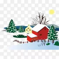 圣诞老人冬季雪屋材质雪暖冬