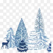 冬季雪花剪贴画-创作冬季雪蓝