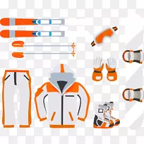滑雪平面设计剪贴画.冬季滑雪设备