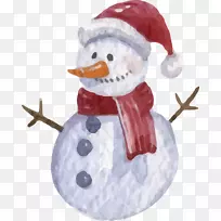 雪人水彩画圣诞插画画雪人