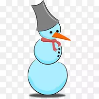 雪人剪贴画蓝色雪人戴着围巾