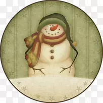 雪人圣诞插画-复古雪人