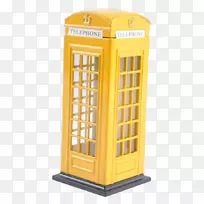 电话亭货币储蓄罐-黄色电话亭模型