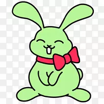 复活节兔子家庭兔剪贴画-一只带蝴蝶结的兔子