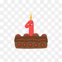 生日蛋糕蜡烛-红色数字蜡烛和灰色蛋糕