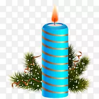 圣诞蜡烛夹艺术-蓝色新鲜蜡烛装饰图案