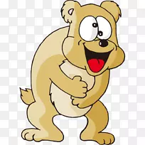 熊小狗卡通插图-微笑卡通熊