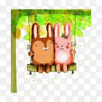 欧洲兔类动物画图-摇摆兔