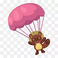 浣熊降落伞帽夹艺术熊和气球