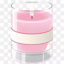 蜡烛剪贴画-卡通粉红蜡烛