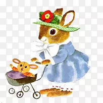 最好的文字书，我是一只兔子儿童文学小金书插图-兔子婴儿车