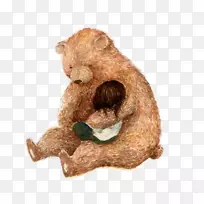 北极熊幼崽大熊猫插图-熊抱着一个孩子