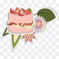 草莓奶油蛋糕托生日蛋糕-粉红色草莓蛋糕