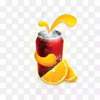 橙汁软饮料鸡尾酒-创意卡通橙汁