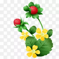 草莓派模拟草莓剪贴画-卡通草莓花