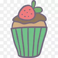 纸杯蛋糕托草莓奶油蛋糕卡通.手绘草莓蛋糕