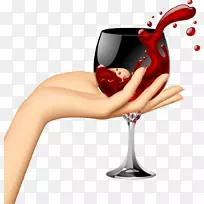 红葡萄酒免费插图.手势和葡萄酒