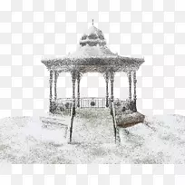 冬日雪景露台剪贴画-白雪亭儿童