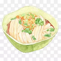米粉杂食图例炒米粉手绘材料图