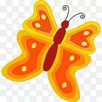 蝴蝶毛毛虫动画剪辑艺术-橙色蝴蝶