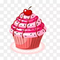 蛋糕店生日蛋糕巧克力蛋糕松饼卡通手绘粉红樱桃纸杯蛋糕