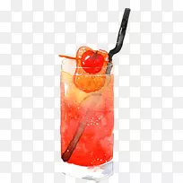 果汁鸡尾酒饮料食品.手绘樱桃汁图像