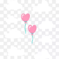 心脏夹艺术.卡通粉红手绘心脏气球