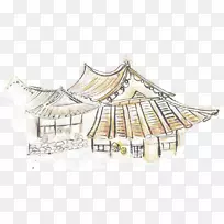 传统节日-创意手绘复古小屋